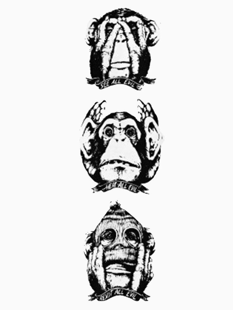 Three Wise Monkeys meme, Three Wise Monkeys stickers, Three Wise Monkeys shirt For Mom Dad Kids by yota habi
