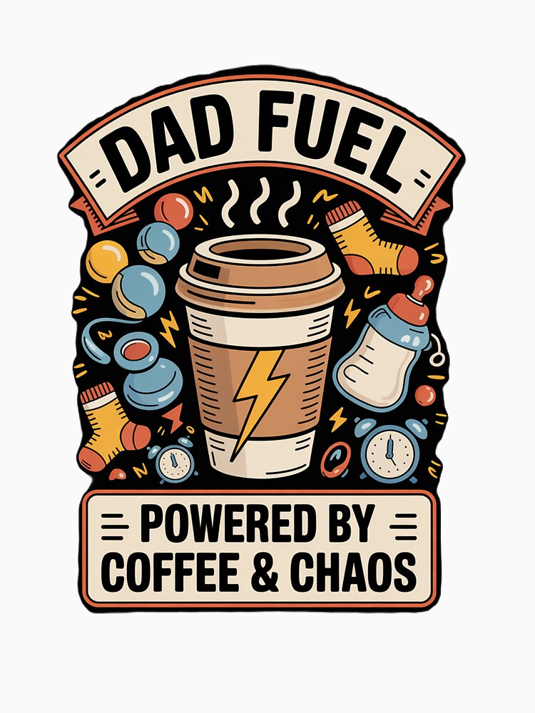 Dad Fuel Coffee Chaos Funny Quote Art by ibobo4656