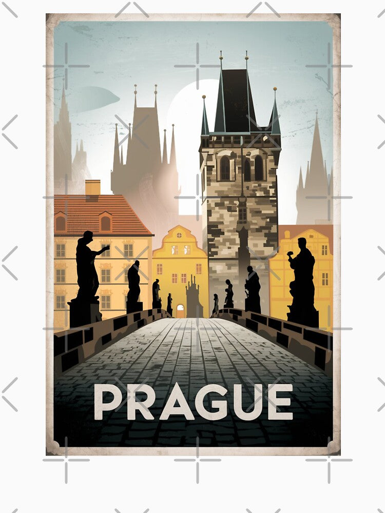 Prague Vintage Travel Poster by TravelerRat