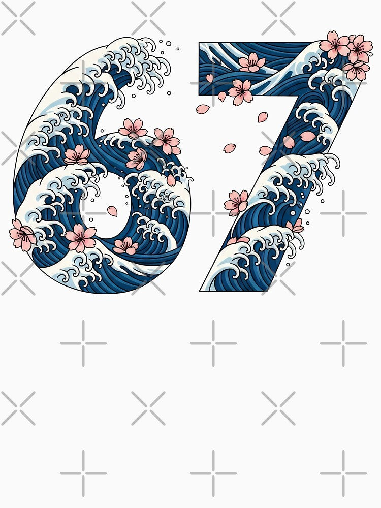 Japanese Waves and Sakura 67 Meme Girl by ArtsMichalShop