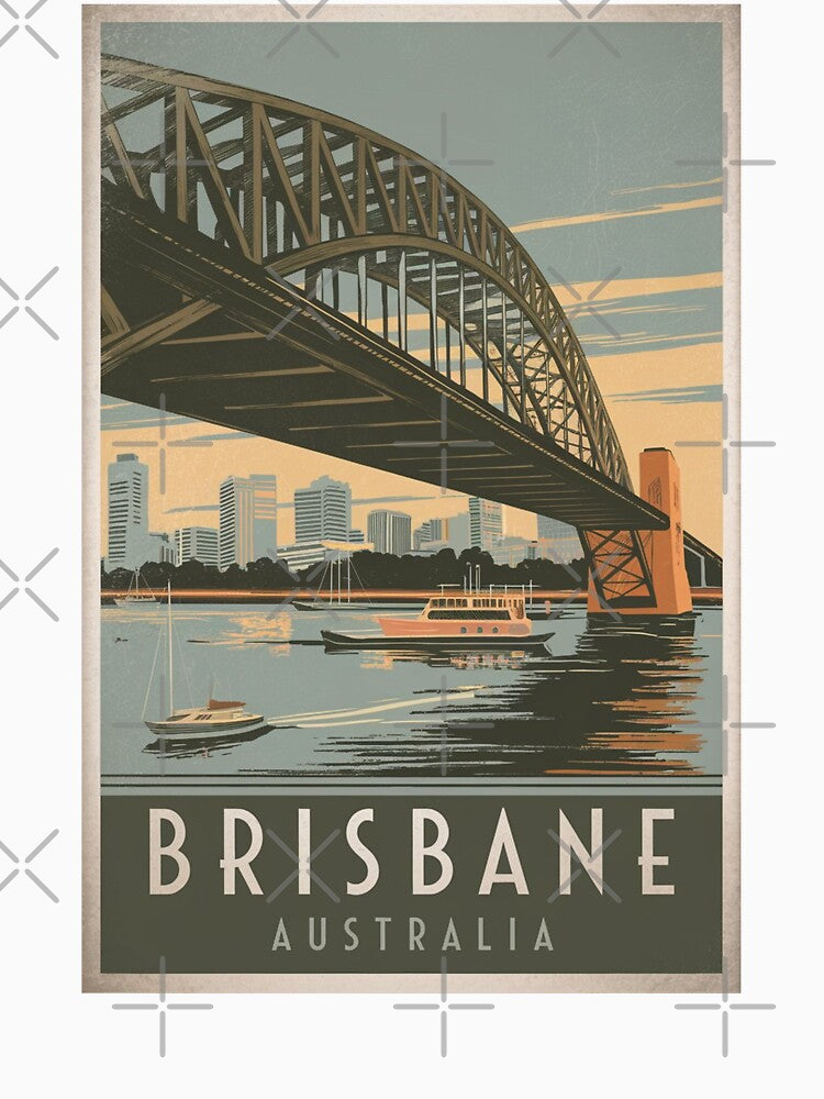 Brisbane Vintage Travel Poster by TravelerRat