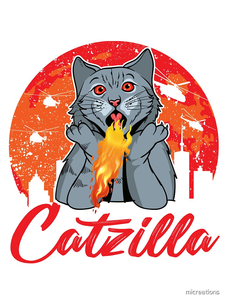 Catzilla funny cute cat lover design by micreations