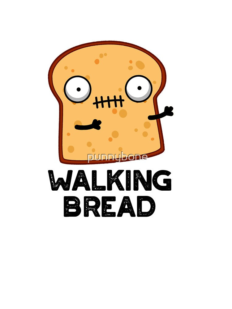 Walking Bread Cute Halloween Zombie Food Pun by punnybone