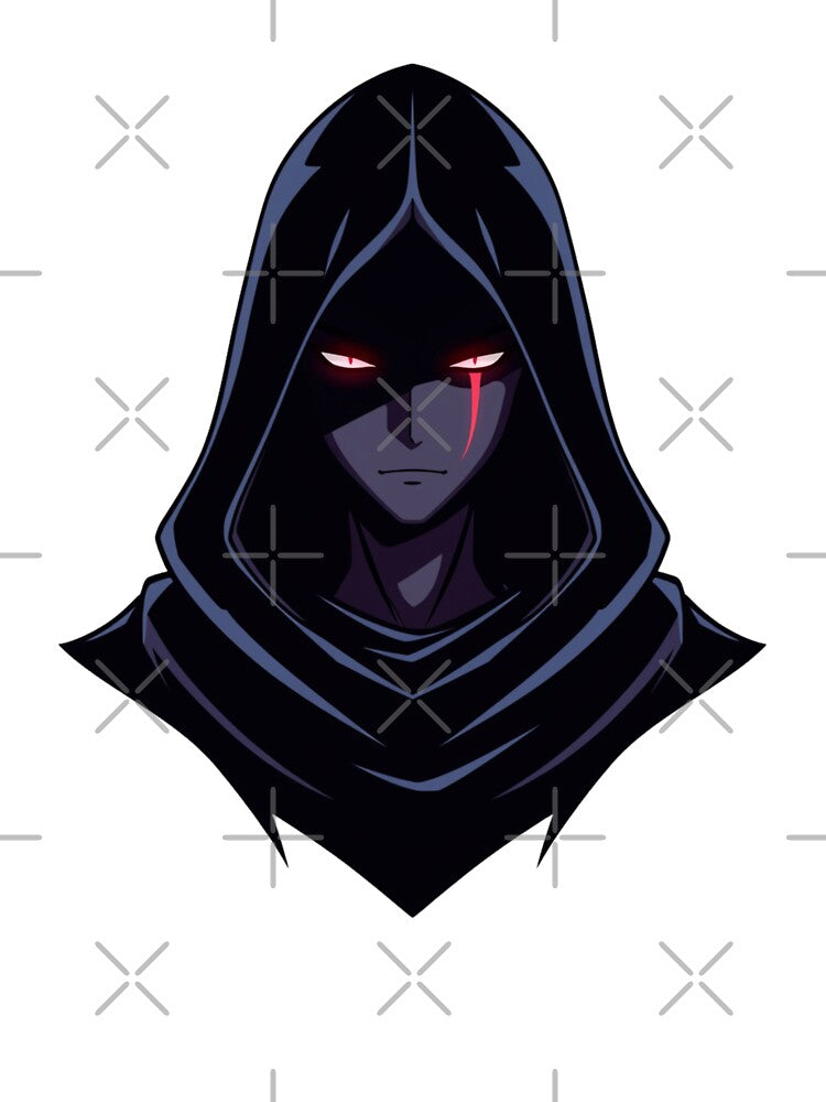 Dark Anime Hooded Character Minimal Logo Design by Animepopstudio