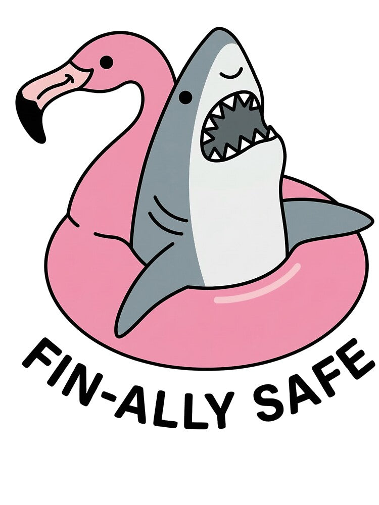Fin-ally Safe – Funny Shark Summer Pun by aiqdelicia