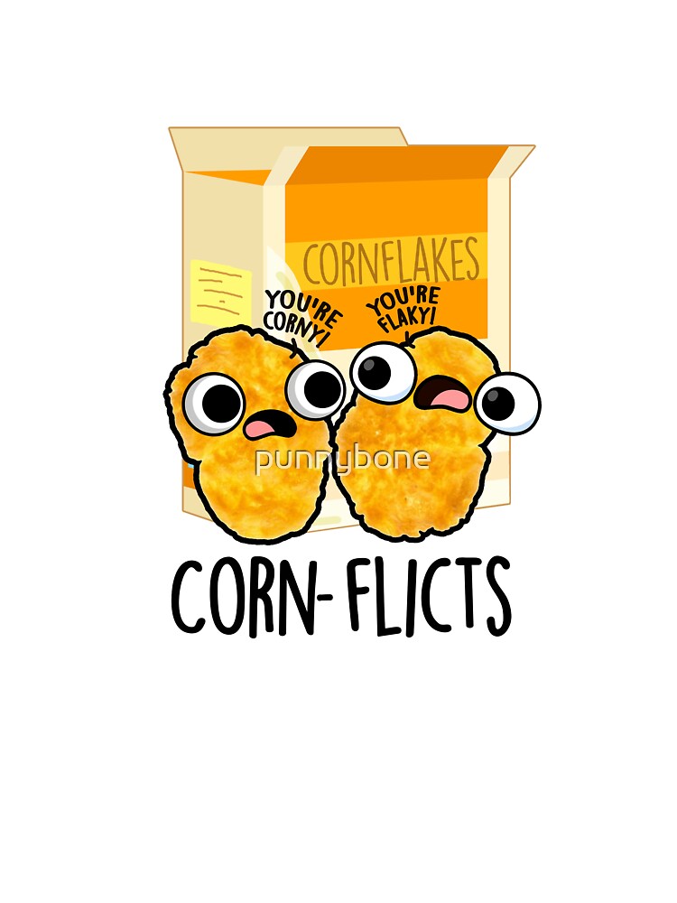 Corn-flicts Cute Corn Flakes Pun by punnybone
