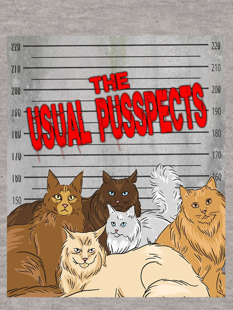 The Usual Pusspects - Funny Cat Pun by jonrdesign