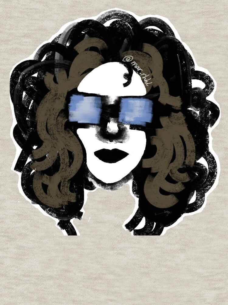 Woman with curly hair wearing sunglasses by Mermaso Art