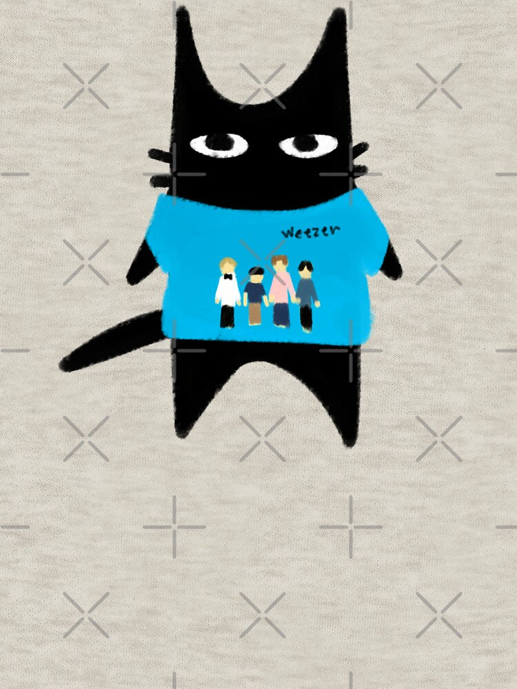 furtoon series: black cat wearing weezer shirt by Kyna Arts