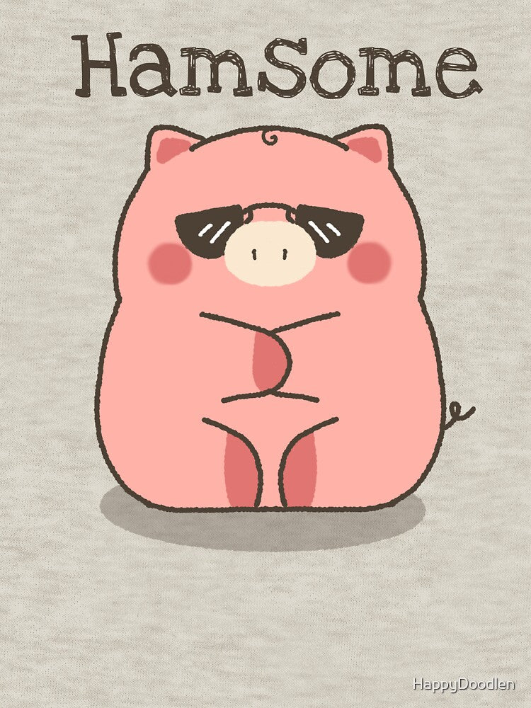 Hamsome - Cute Funny Pig Pun by HappyDoodlen
