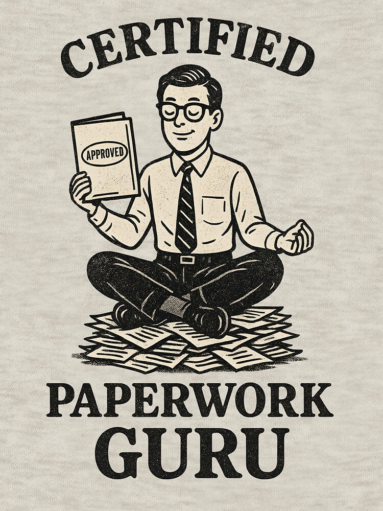 Copy of Certified Paperwork Guru - vintage Office Meditation by atihca