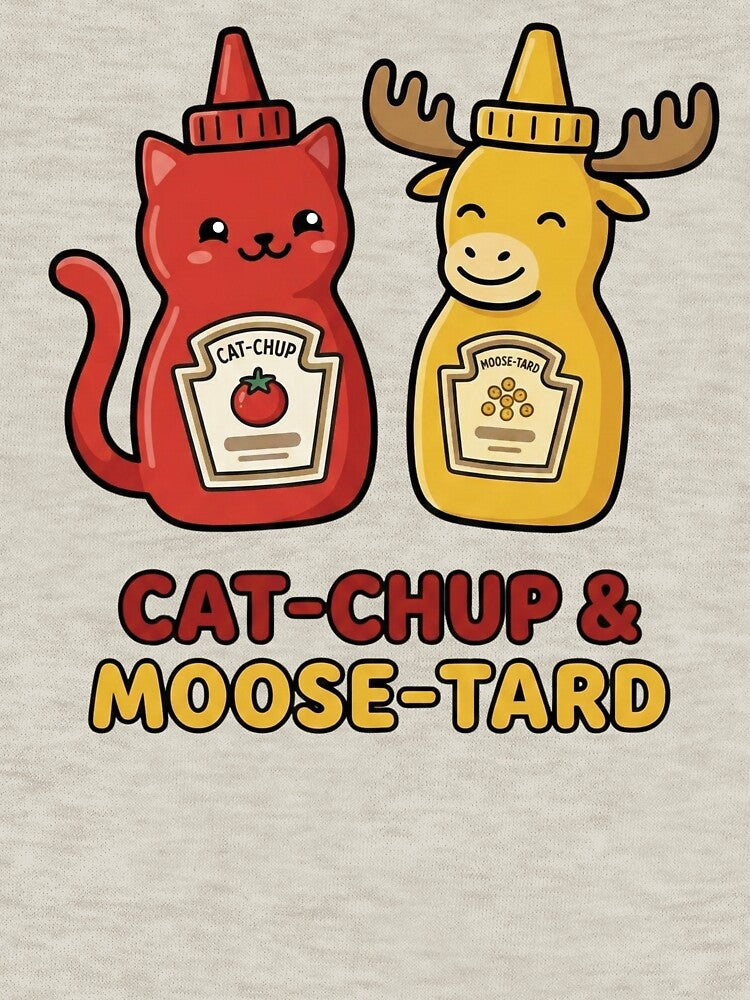 Cat-chup & Moose-tard – Funny Food Pun Animal Design by aiqdelicia