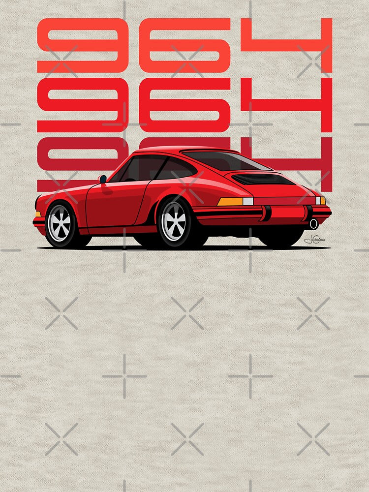 Guards Red Porsche 911 964 illustration by blackdogshop