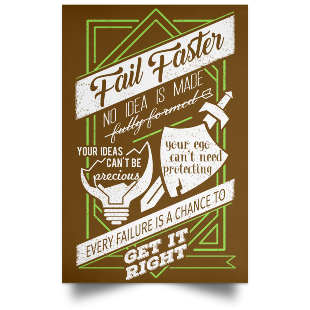 Fail Faster Black Poster