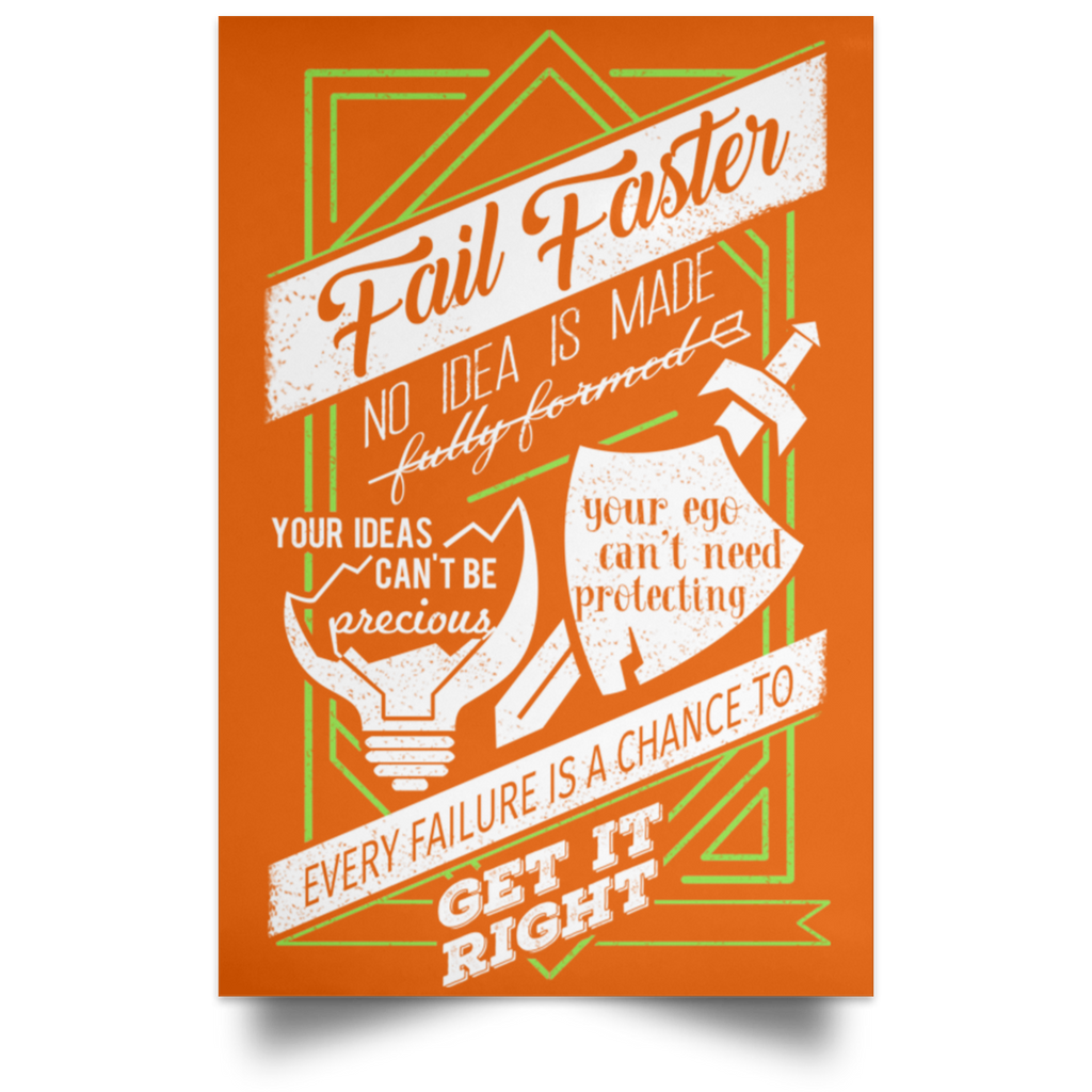 Fail Faster Black Poster