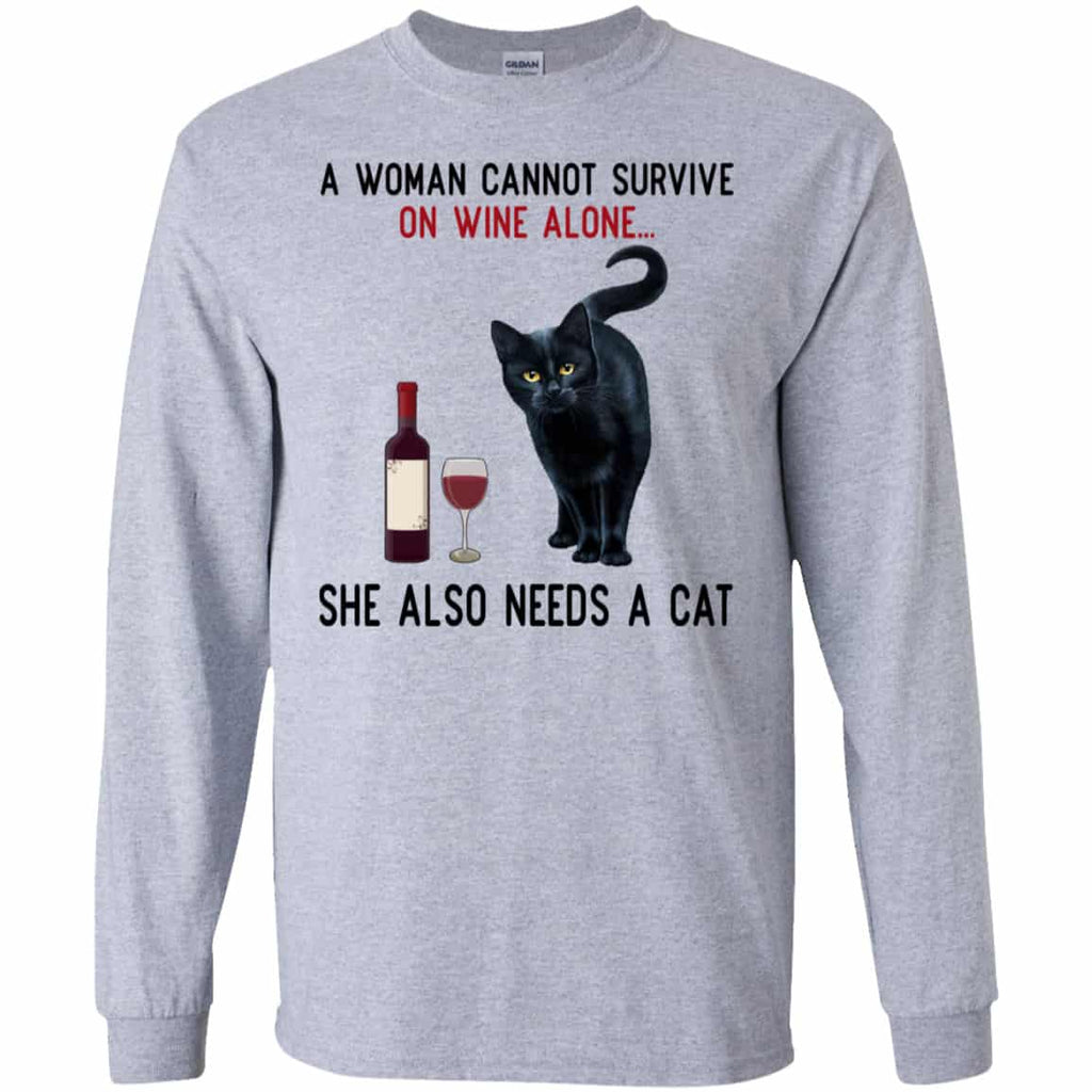 A Woman Cannot Survive On Wine Alone She Also Need A Cat Shirt, Hoodie, Tank