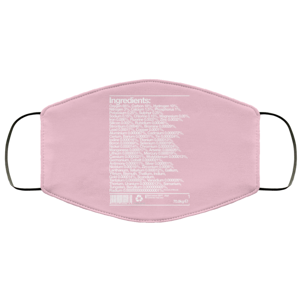 Human Ingredients Oxygen 65% Carbon 18% Hydrogen 10% Face Mask