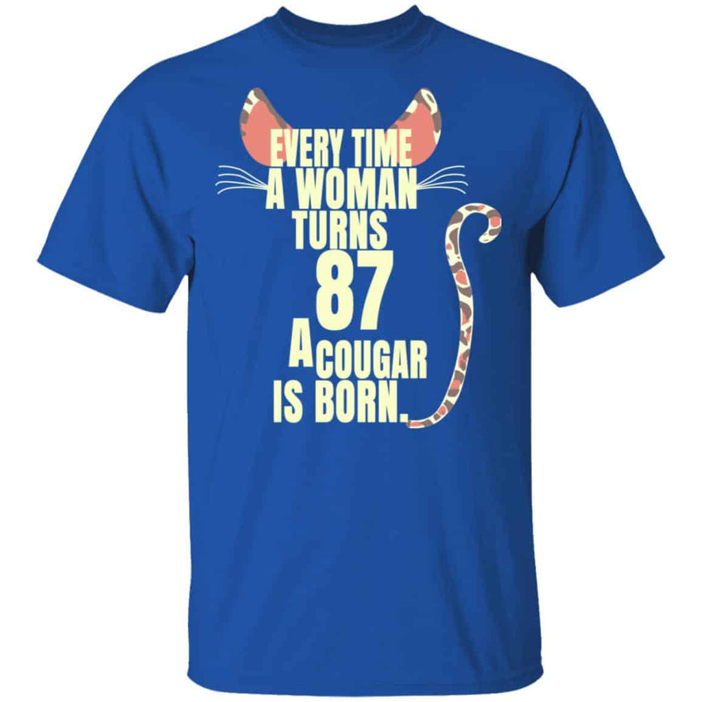 Every Time A Woman Turns 87 A Cougar Is Born Birthday Shirt, Hoodie, Tank
