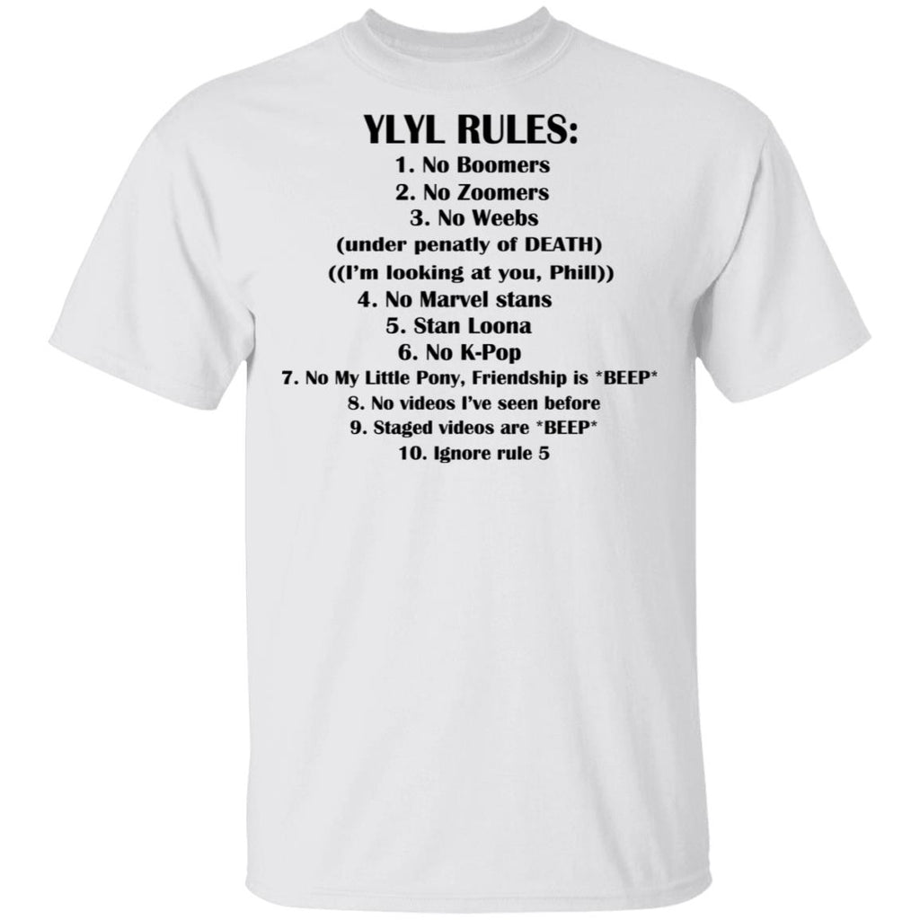 Ylyl Rules No Boomers No Zoomers No Weebs Ignore Rule 5 Shirt, Hoodie, Tank