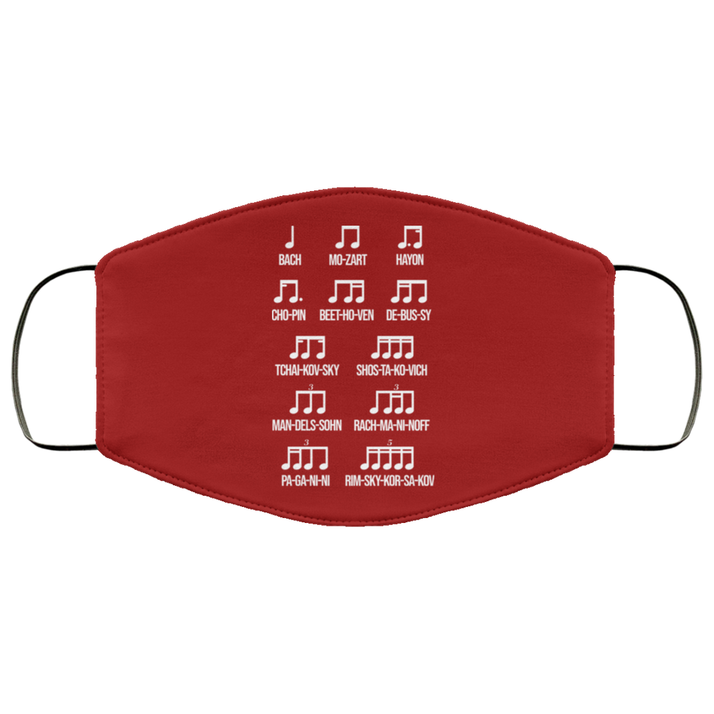 Composer Rhythm Music Gift Bach Mozart Beethoven Chopin Camiseta Face Mask