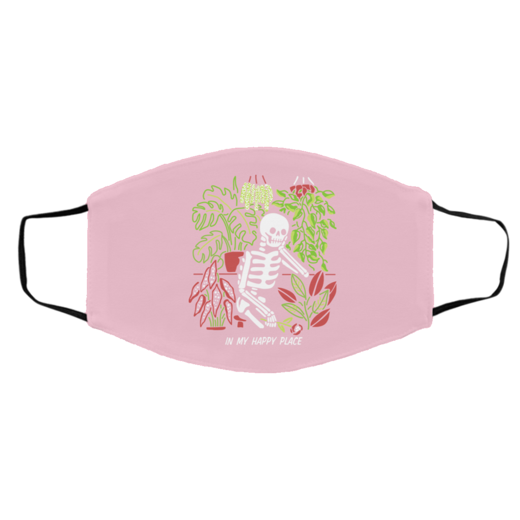 Skull Skeleton In My Happy Place Face Mask