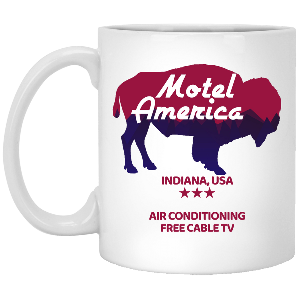 Motel America Indiana USA Air Conditioning Free Cable TV Mug