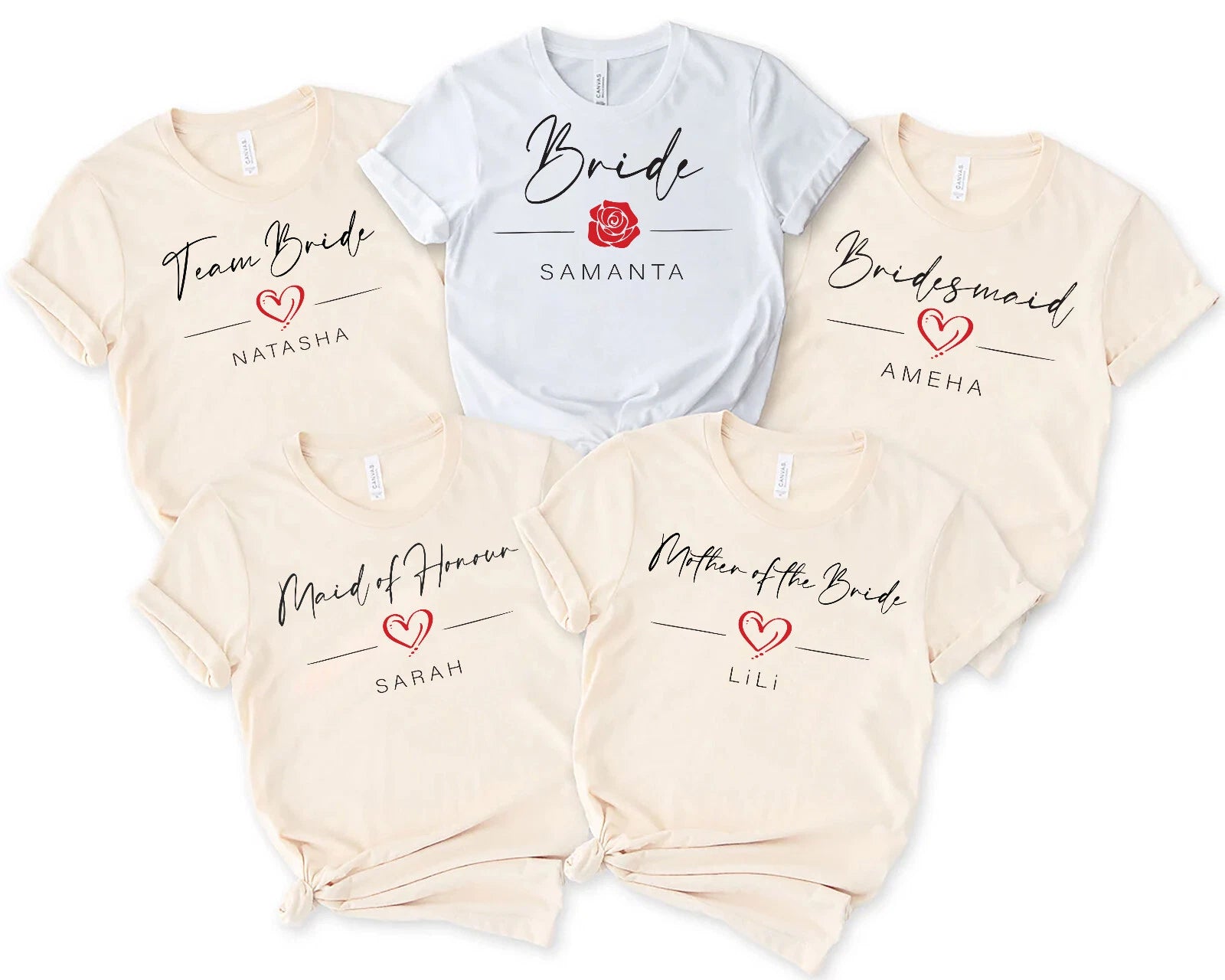 Personalised Bachelorette Team Bride T Shirt,Hen Party Shirts, Rose Bride