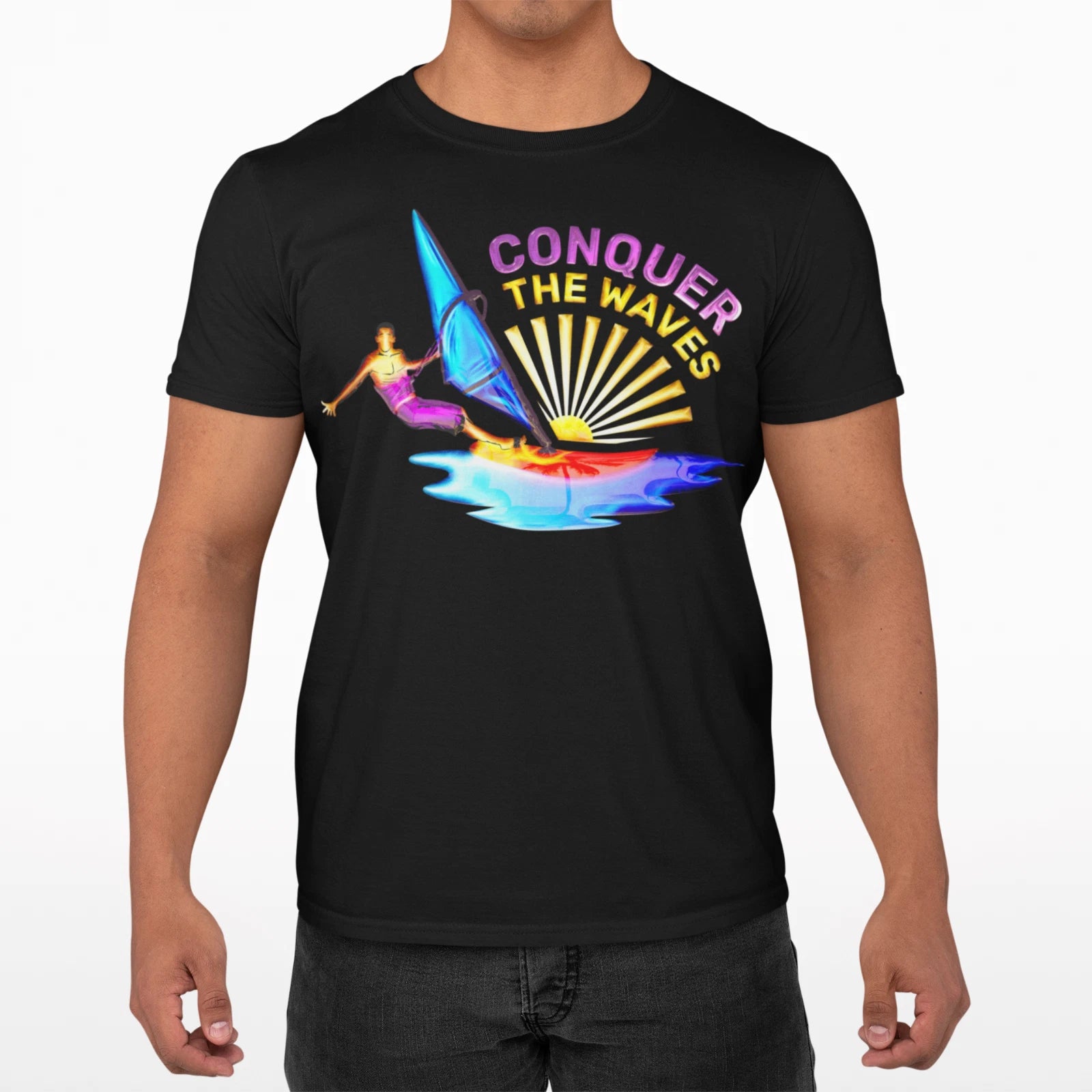 Summer Vibes Radiant Surfer Conquer Waves Holiday Retro Official Men's T-Shirt