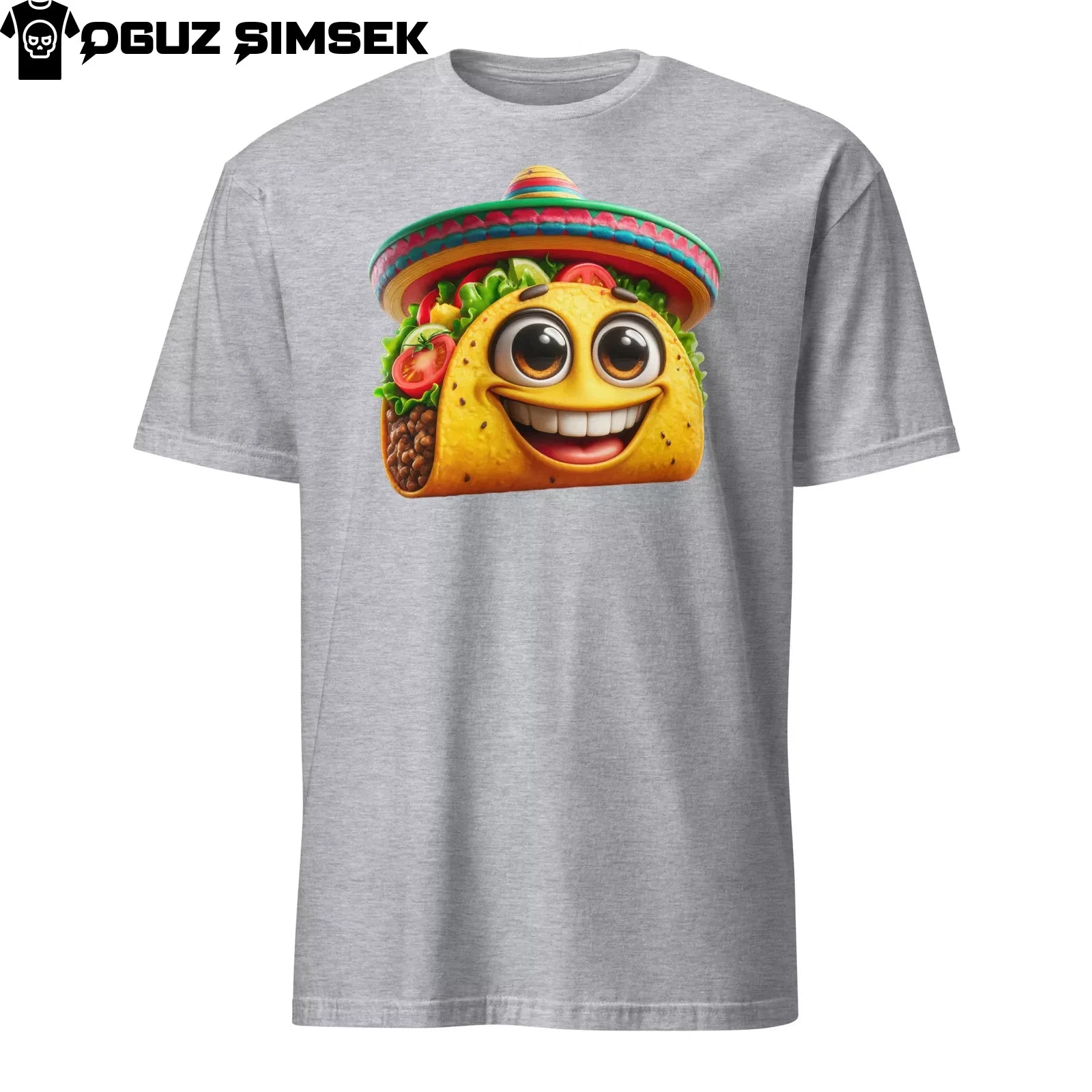 Funny Taco T-Shirt | Cartoon Taco with Sombrero | Unisex Graphic Tee