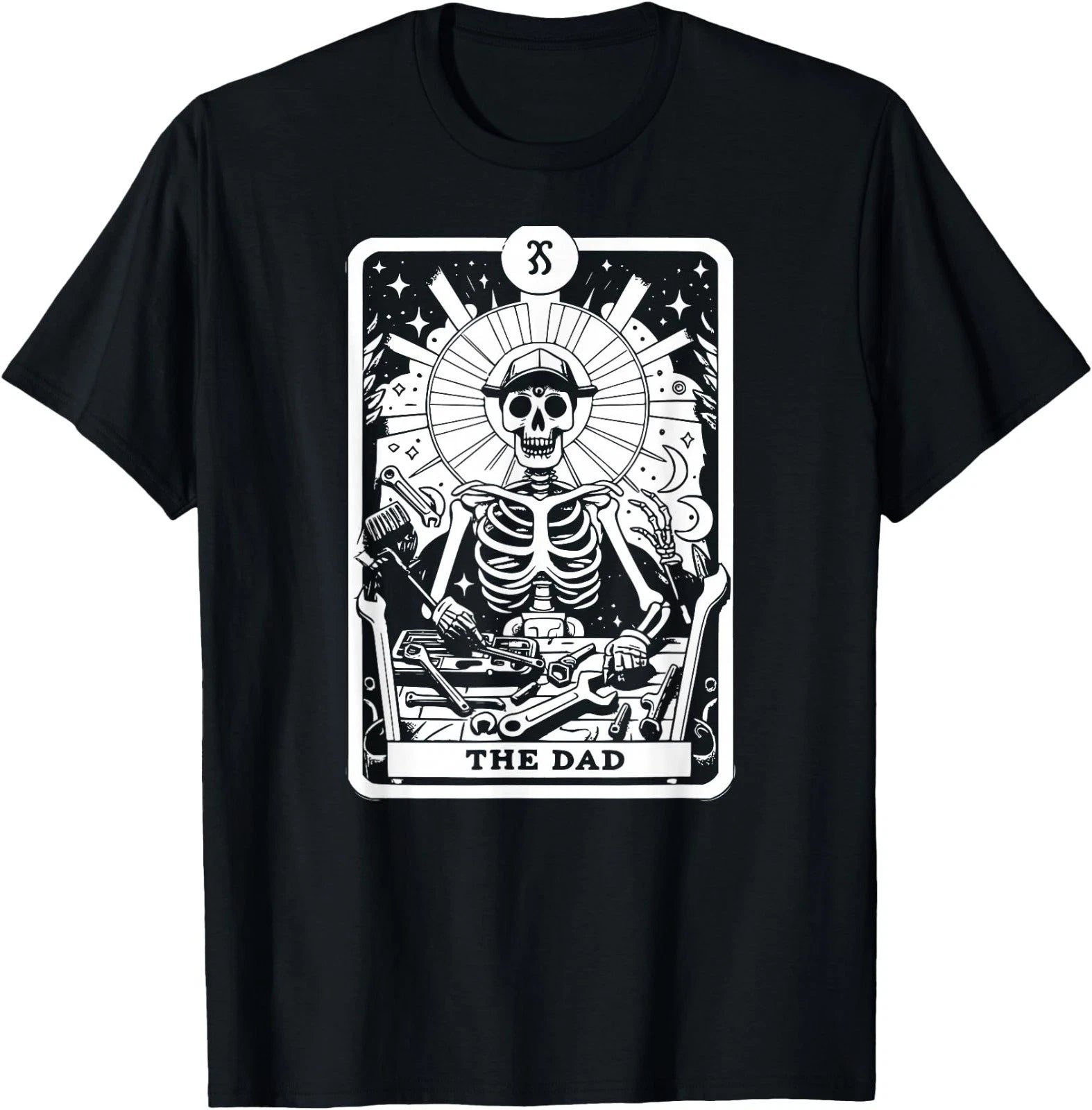 The Dad Tarot Card Skeleton Father Tools Gothic Occult T-Shirt