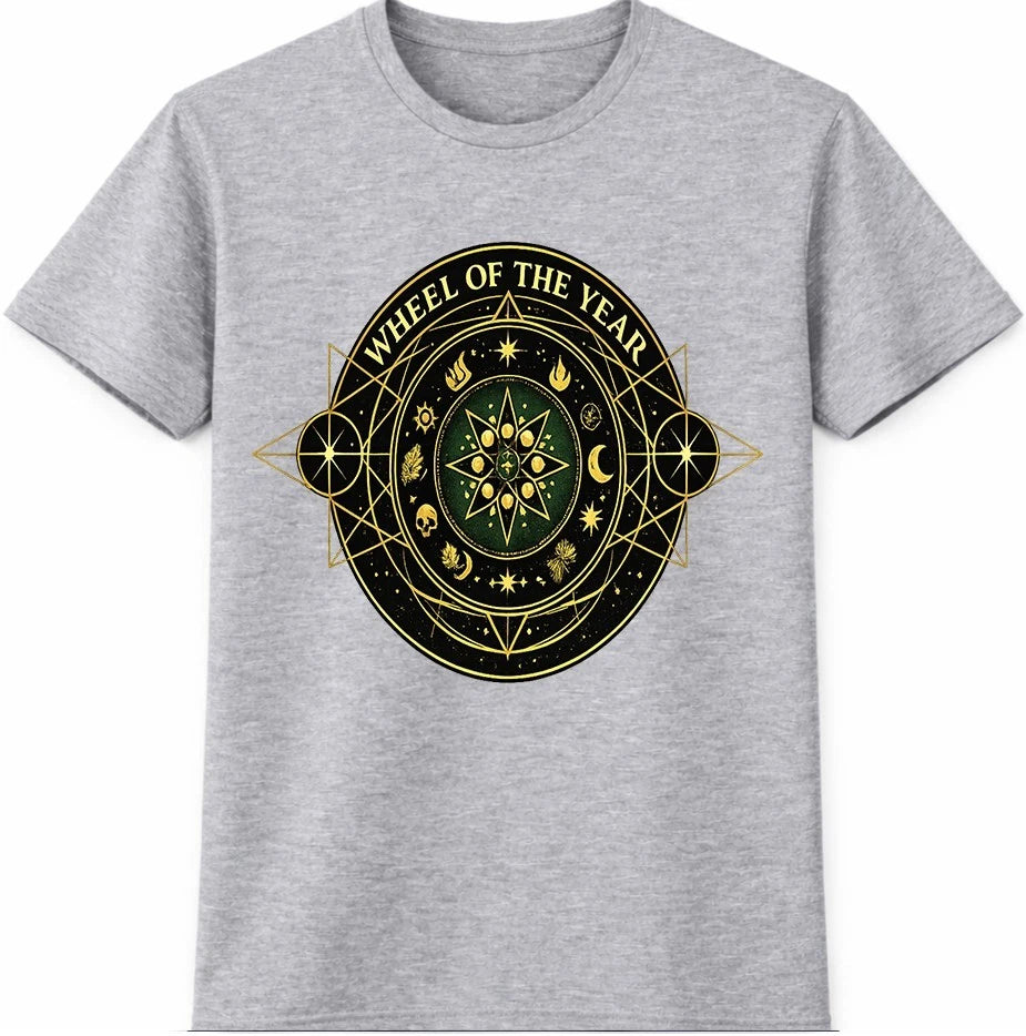 Wheel Of The Year Sacred Geometry Pagan Wiccan Mystical Occult Graphic T-Shirt.