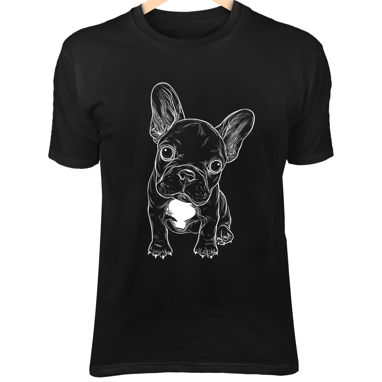 French Bulldog Line Art - Cute Minimalist Cartoon with Big Eyes & Floppy Ears