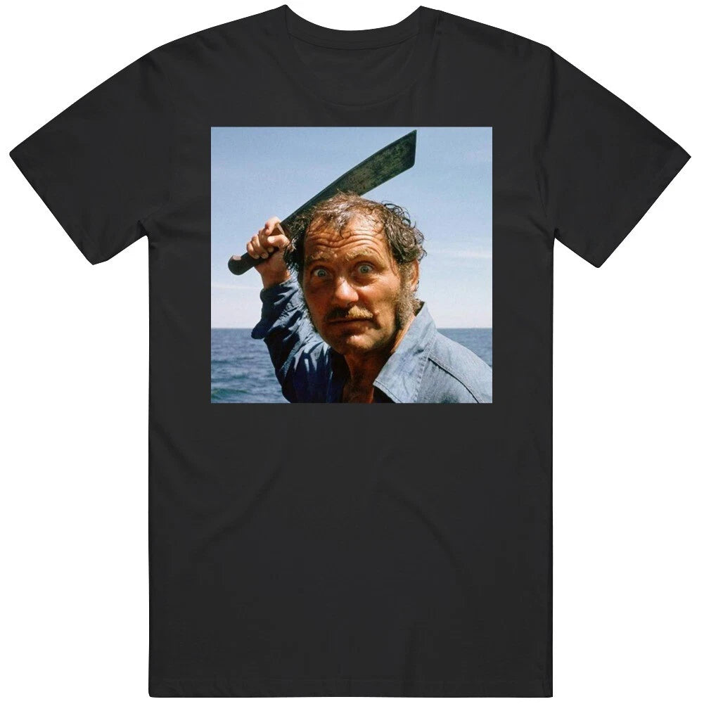 Retro 70s Classic Jaws Captain Quint Machete Movie Fan   T Shirt