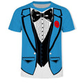 Fake Suit Short Sleeve T-Shirt 3D Printed Tuxedo With Tie full sizes