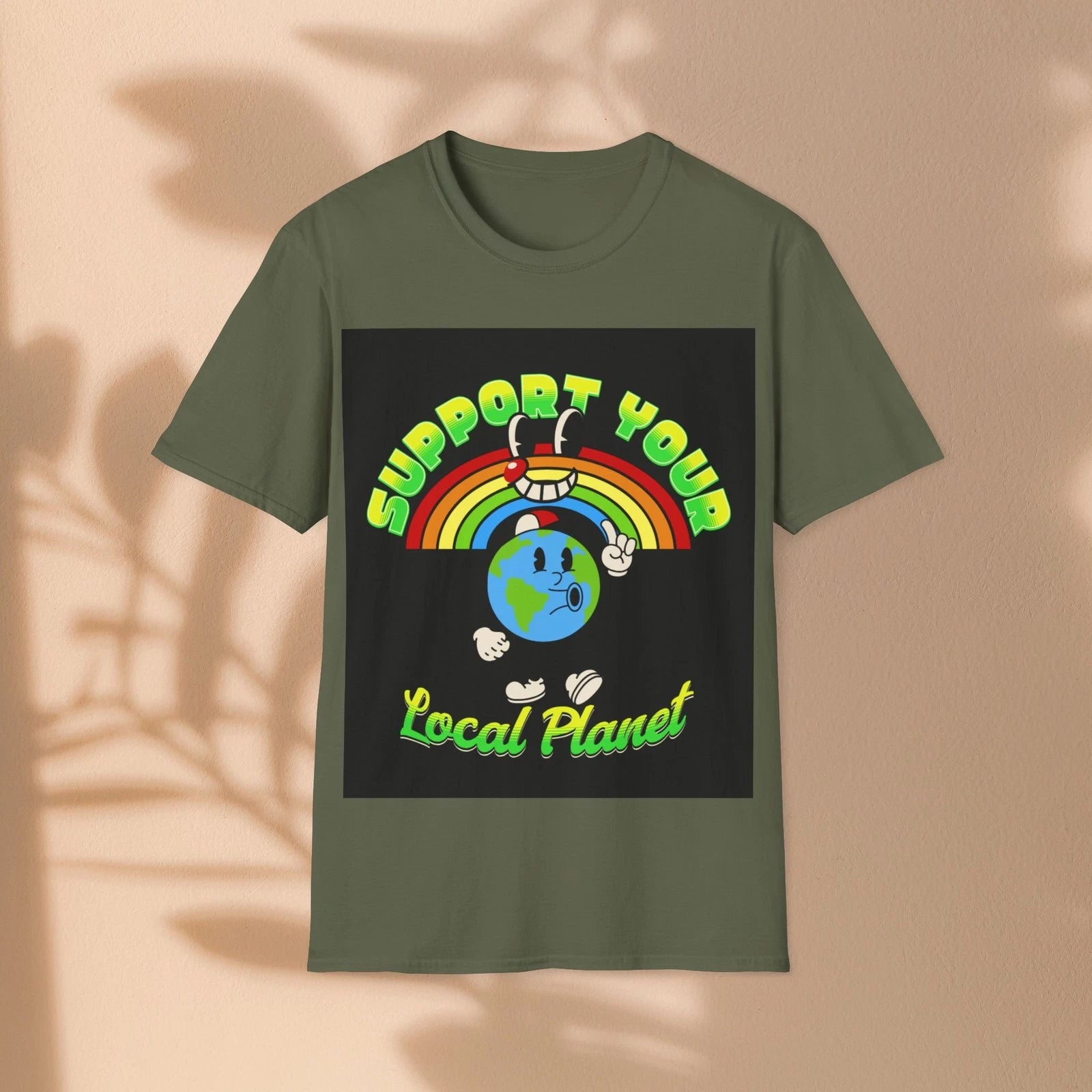 Support Your Local Planet T-Shirt | Earth Rainbow Graphic