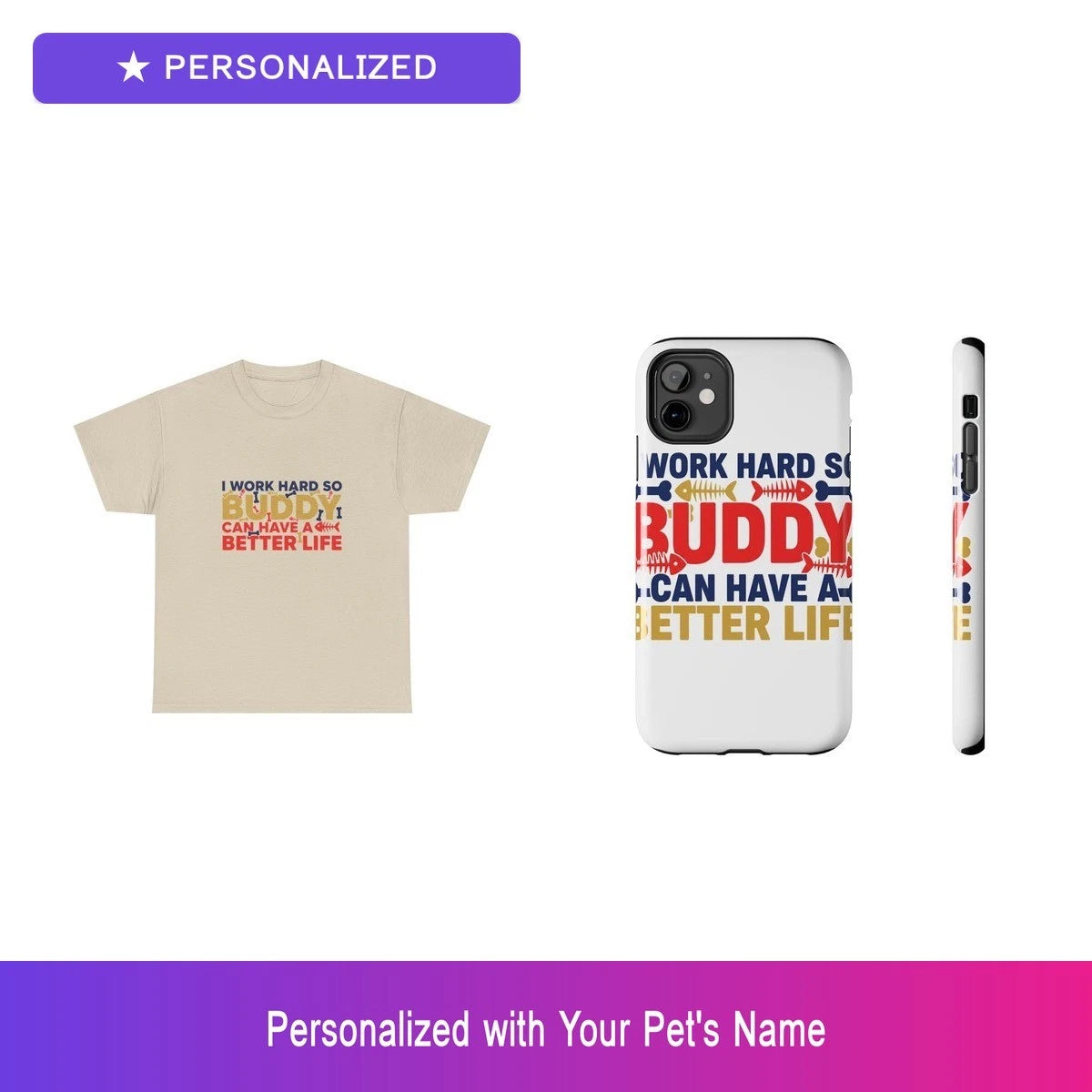 Custom Pet Gift Set Shirt Phone Case Personalized Name Bundle Dog Lover