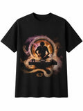 Ink Art Vinyl Record Player Sunbeams Retro Y2K Mens T-Shirt Black 100% Cotton