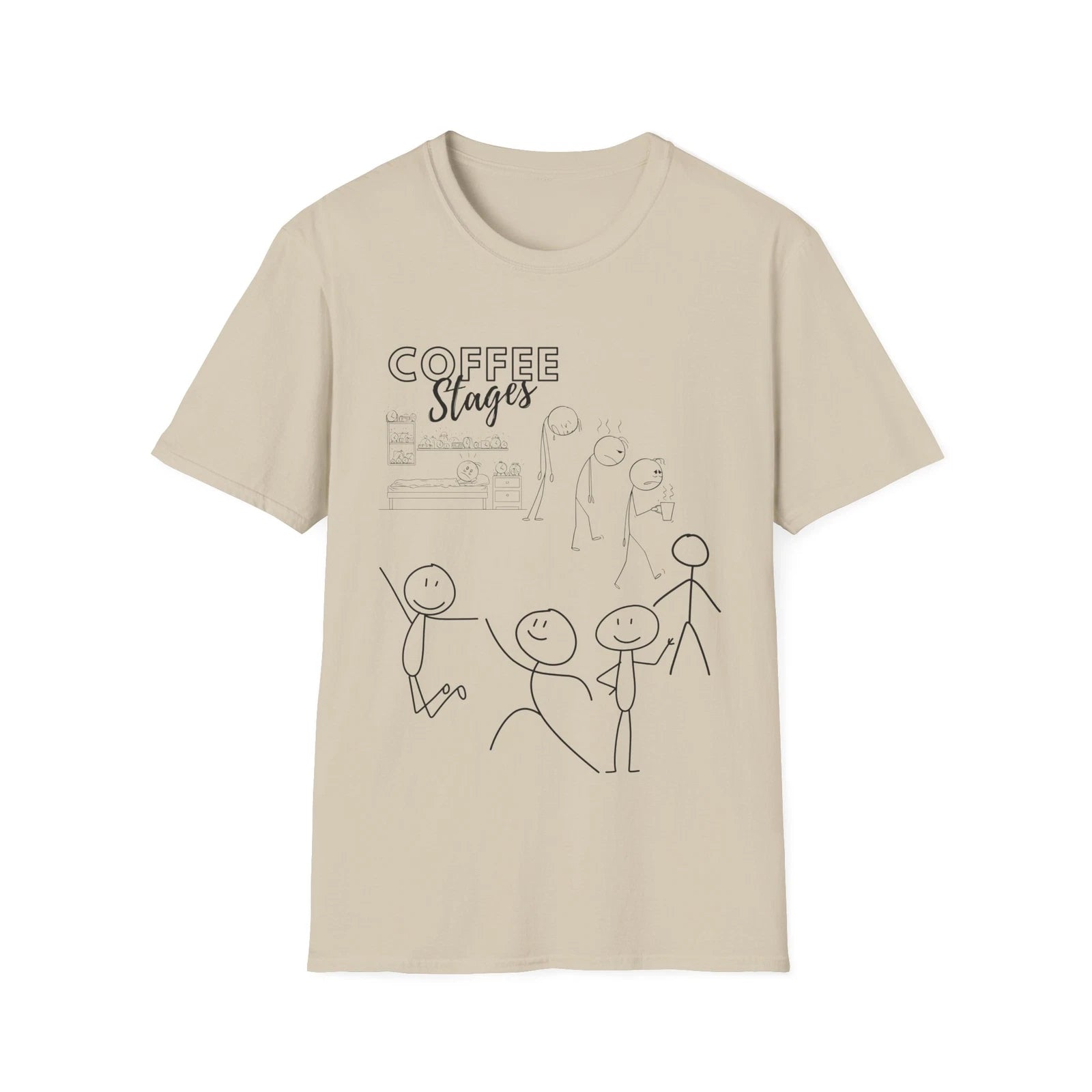 Coffee Stages T-Shirt, Fun Coffee Lover Gift, Coffee Apparel, Birthday Present