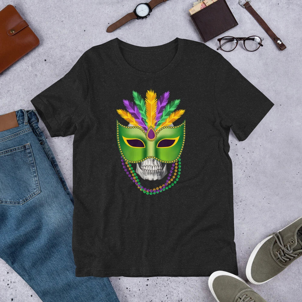 Masquerade Party Mardi Gras Festival Skeleton Head Mask t-shirt