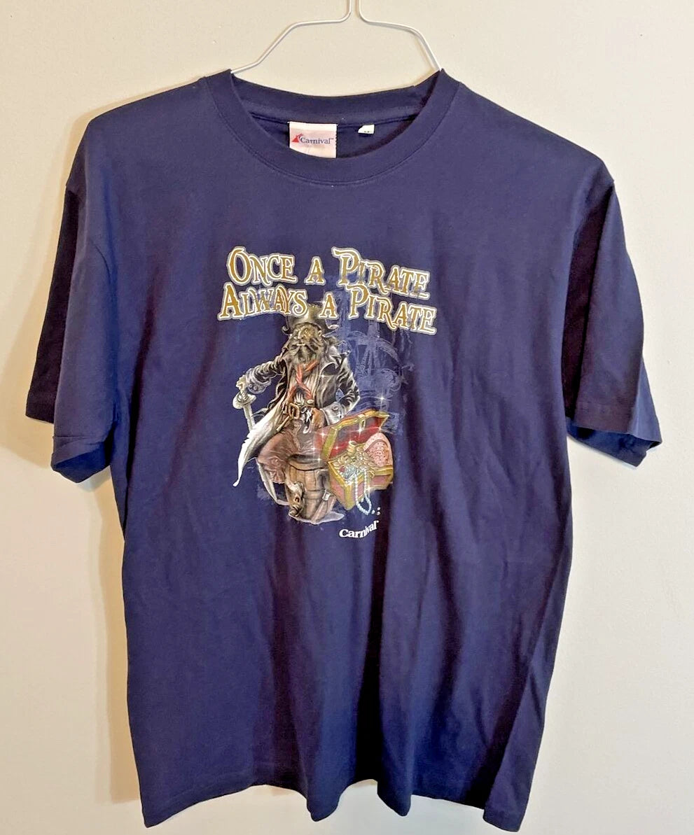 Vintage carnival cruise line Caribbean medium  M NEW Once A Pirate Always Pirate