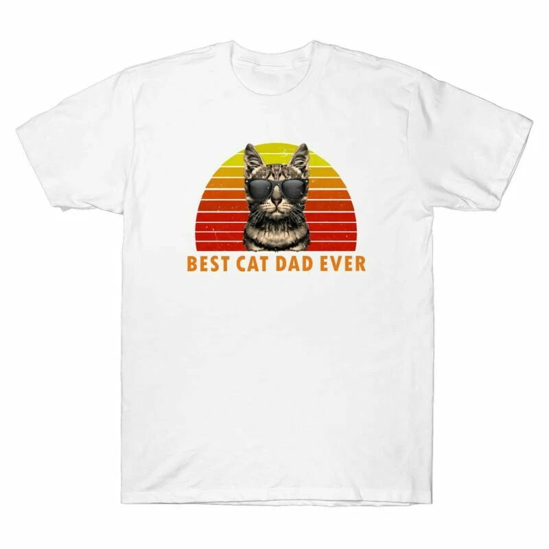 Tee Vintage Men's Cotton Gift Ever Cat Best Cat T-Shirt Dad T-Shirt Daddy