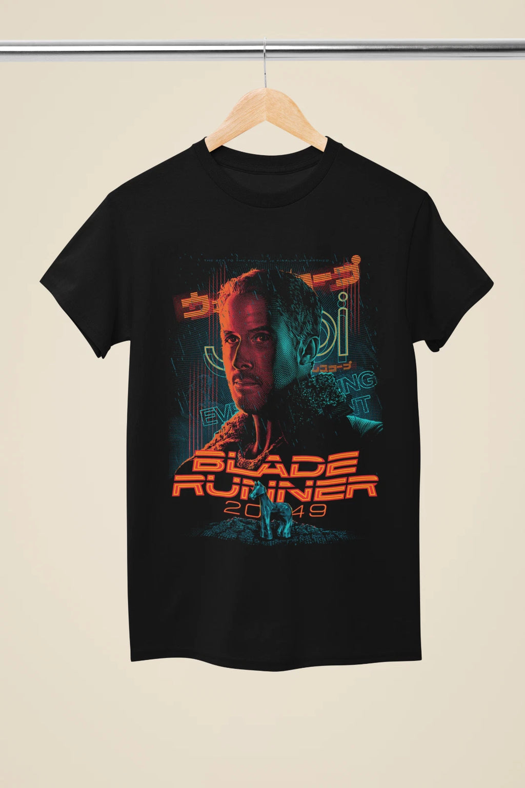 Blade Runner Cyberpunk Neon City Graphic Black T-Shirt - (MD11)