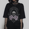 Pastel Goth Skull T-Shirt, Gothic Graphic Print Shirt, Emo Alt Whimsigoth Top