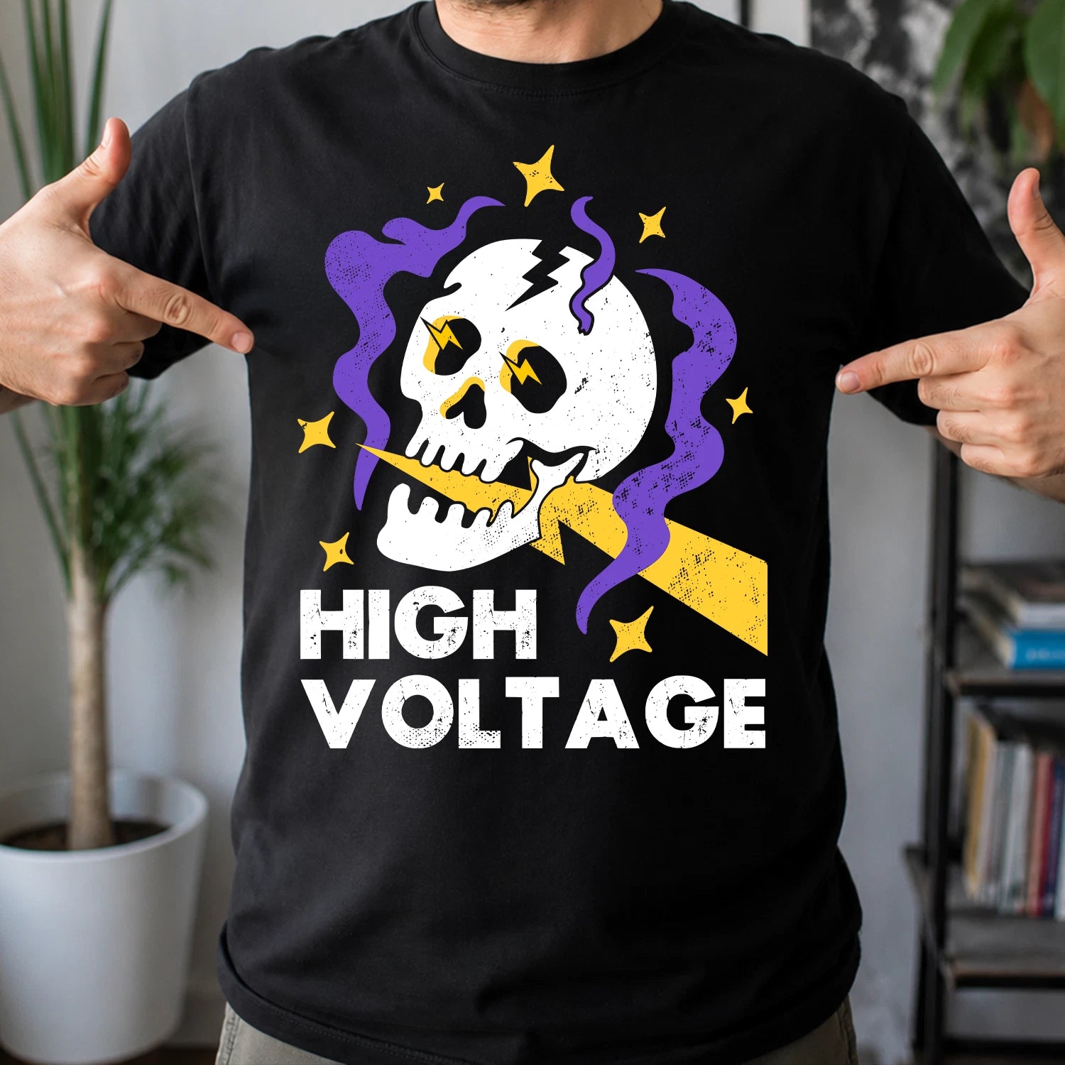 Skull Lightning Bolt Death Funny Shirt, Aesthetic Gothic Skull Unisex T-Shirt