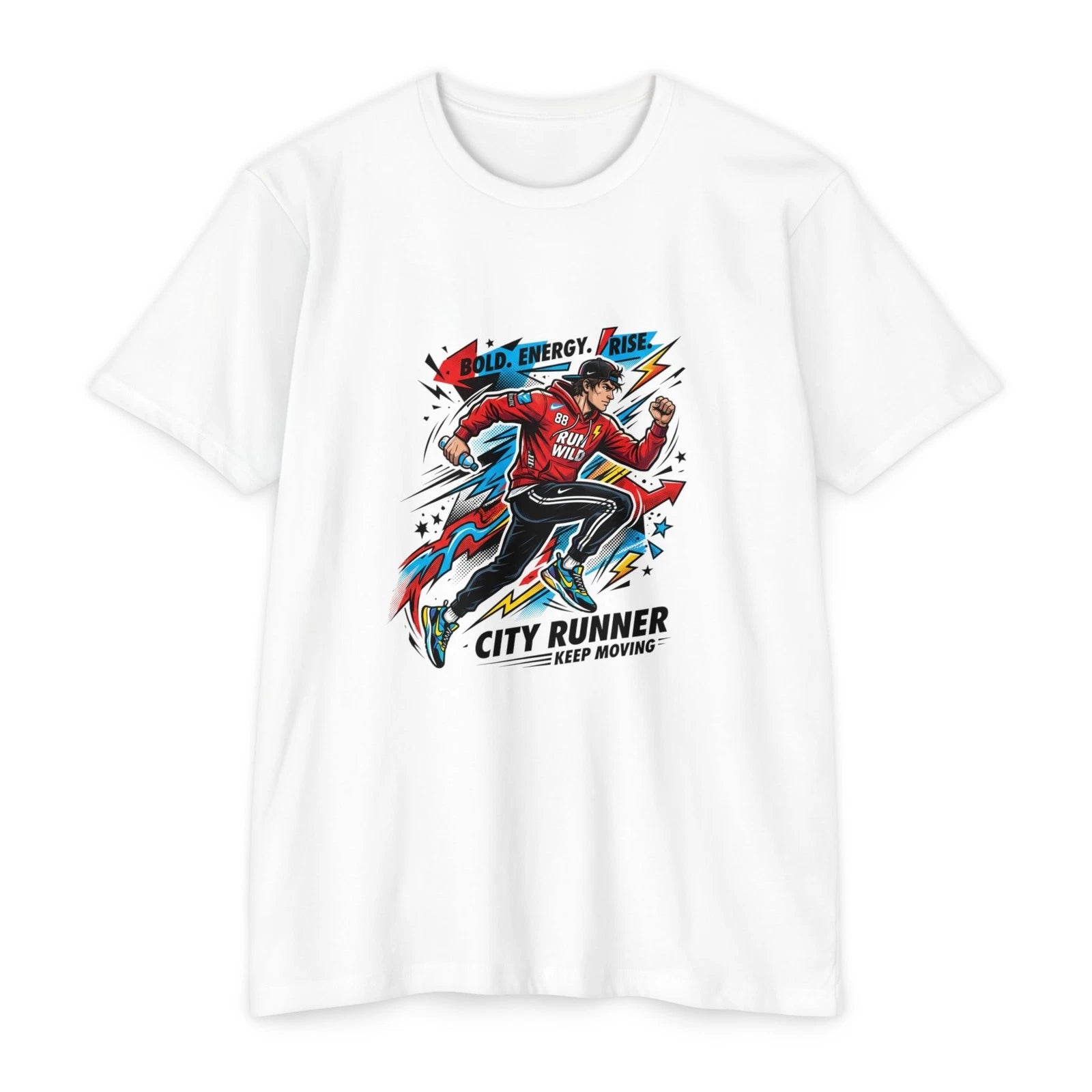 City Runner graphic tee | Urban running superhero design
