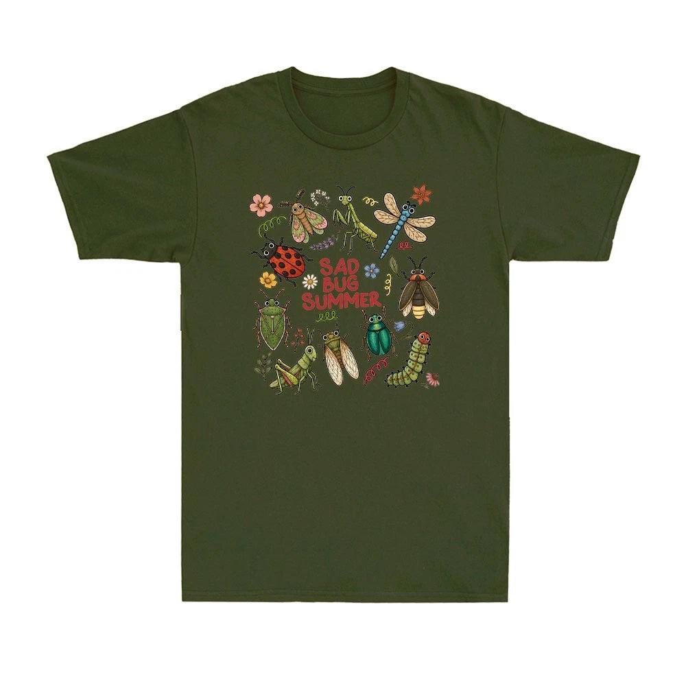 Sad Bug Summer Funny Insect Inspired Indie Aesthetic Nature Walks Men's T-Shirt