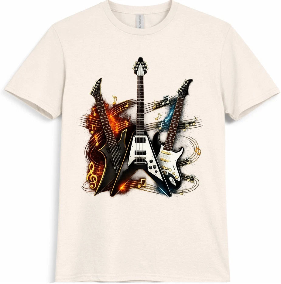 Electric Guitar T-Shirt Rock Band Music Guitarist Lover Gift Vintage Graphic Tee