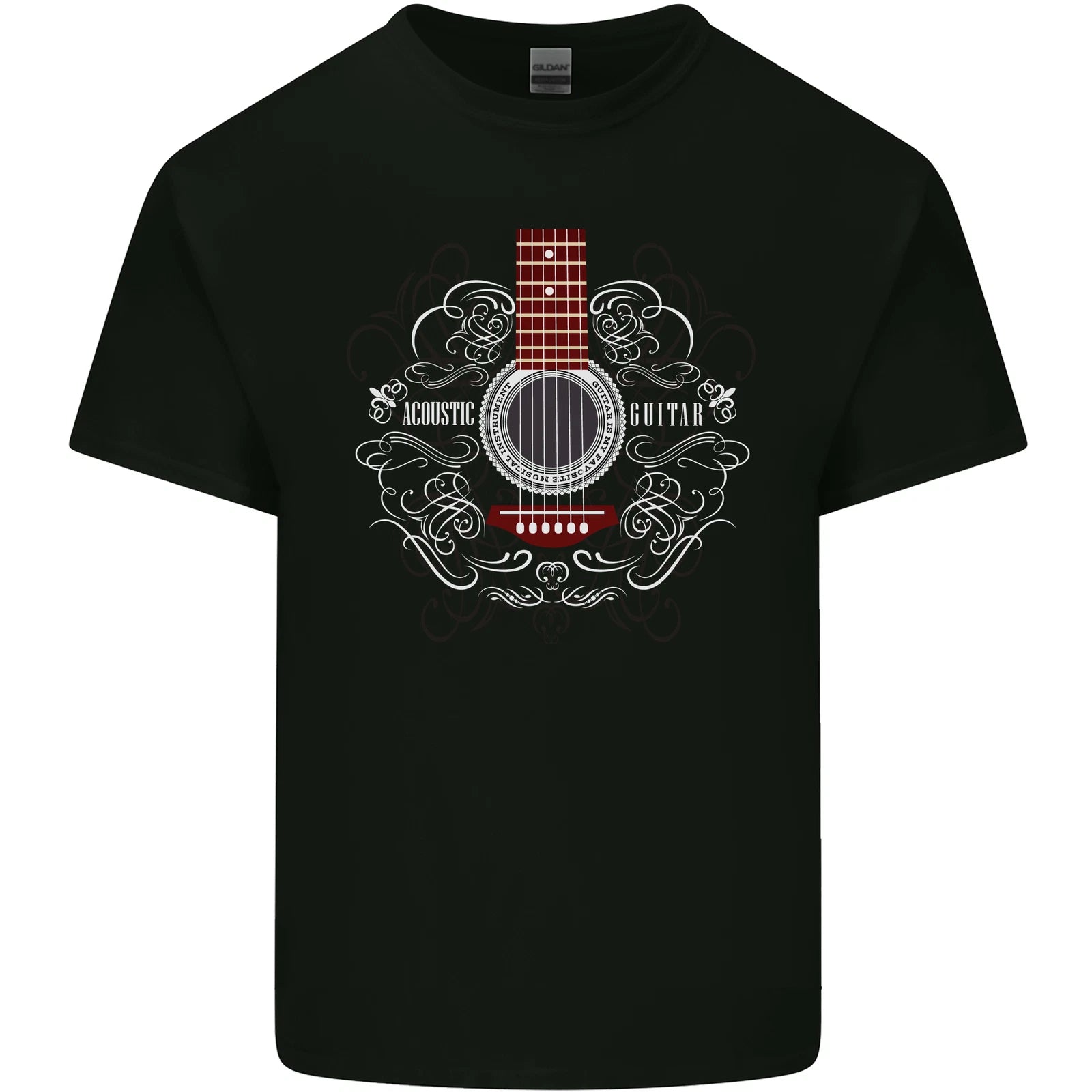 Acoustic Guitar Swirls Mens Light Cotton T-Shirt