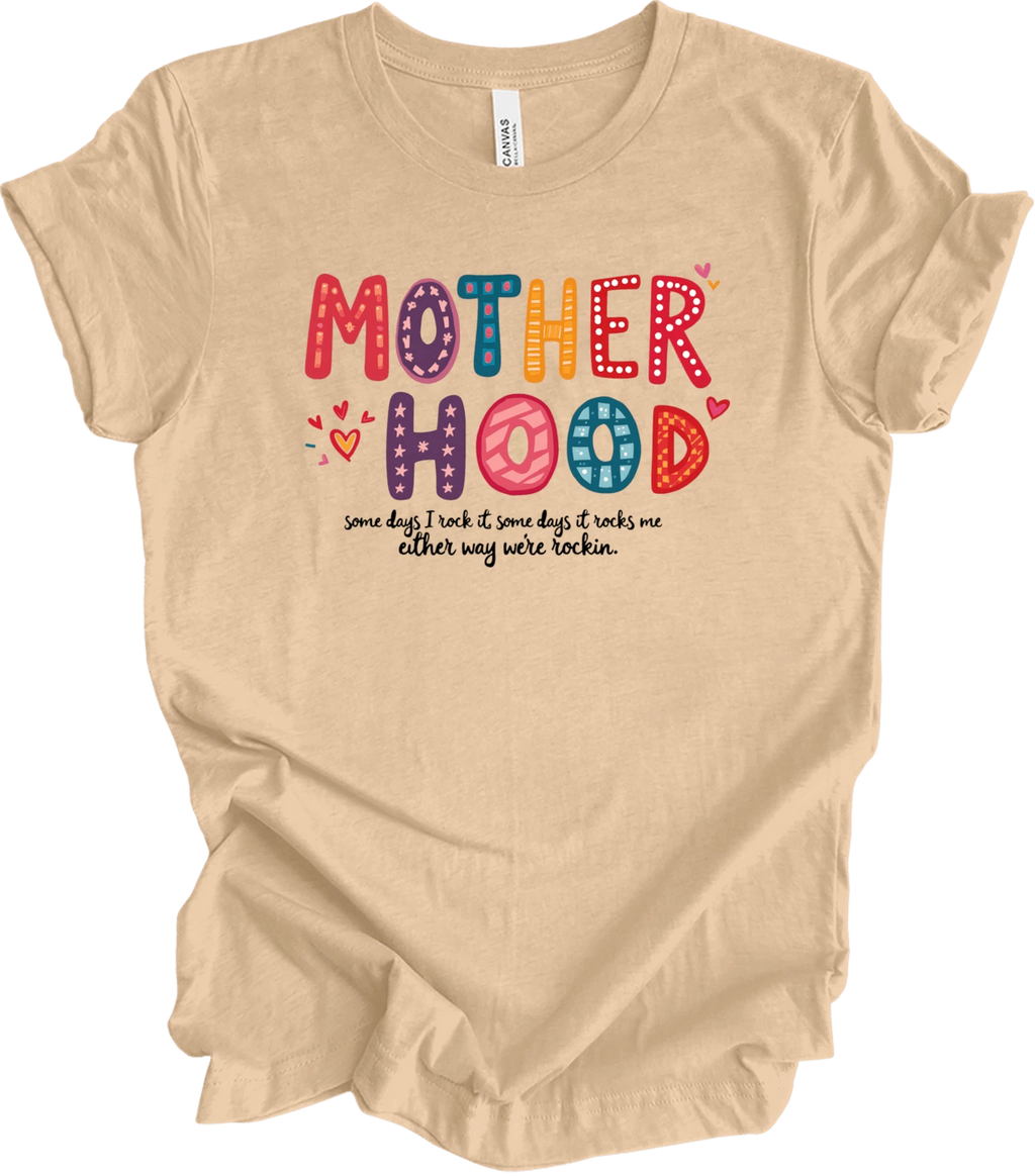 Colorful Retro Motherhood Design – Vibrant Patterns & Fun Typography T-shirt