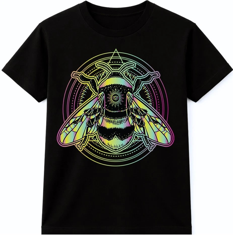 Mystical Bees Sacred Geometry Insects Bugs Spiritual Boho Nature Graphic T-Shirt